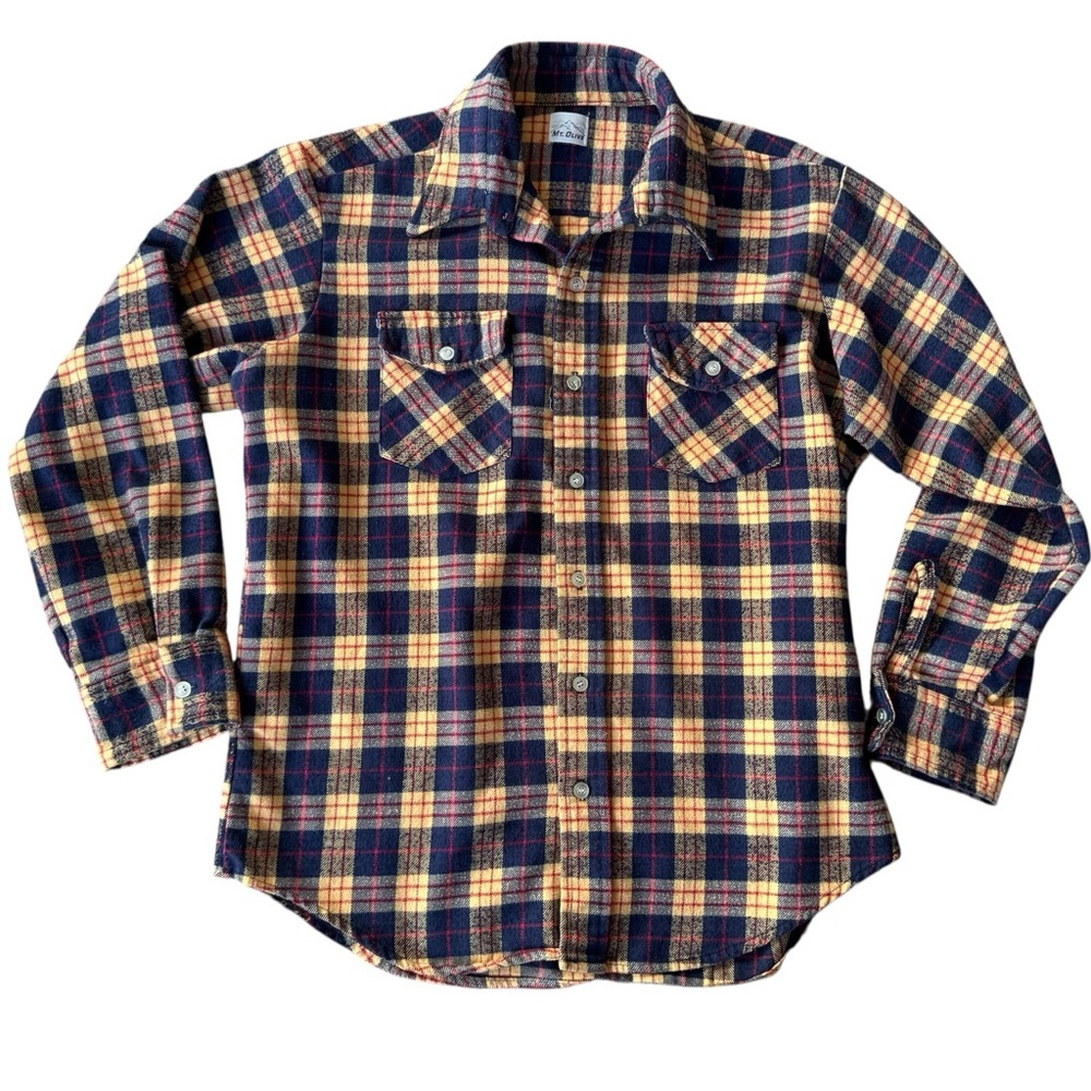 Vintage Mt. Olive Men’s Flannel Shirt Medium (Measured) Button Up Plaid Retro